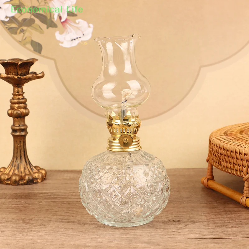 

Retro Style Glass Oil Lamp Vintage Kerosene Lamp Antique Oil Lamps For Indoor Use Lamplight Tabletop Emergency Lighting Tool