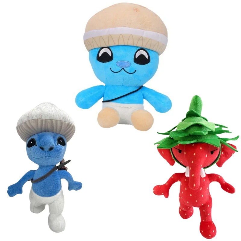 25cm Smurfed Cat Strawberry Elephant Mushroom Plush Toy Cartoon Stuffed Anime Plushie Doll Funny Home Sofa Doll For Kids Gifts