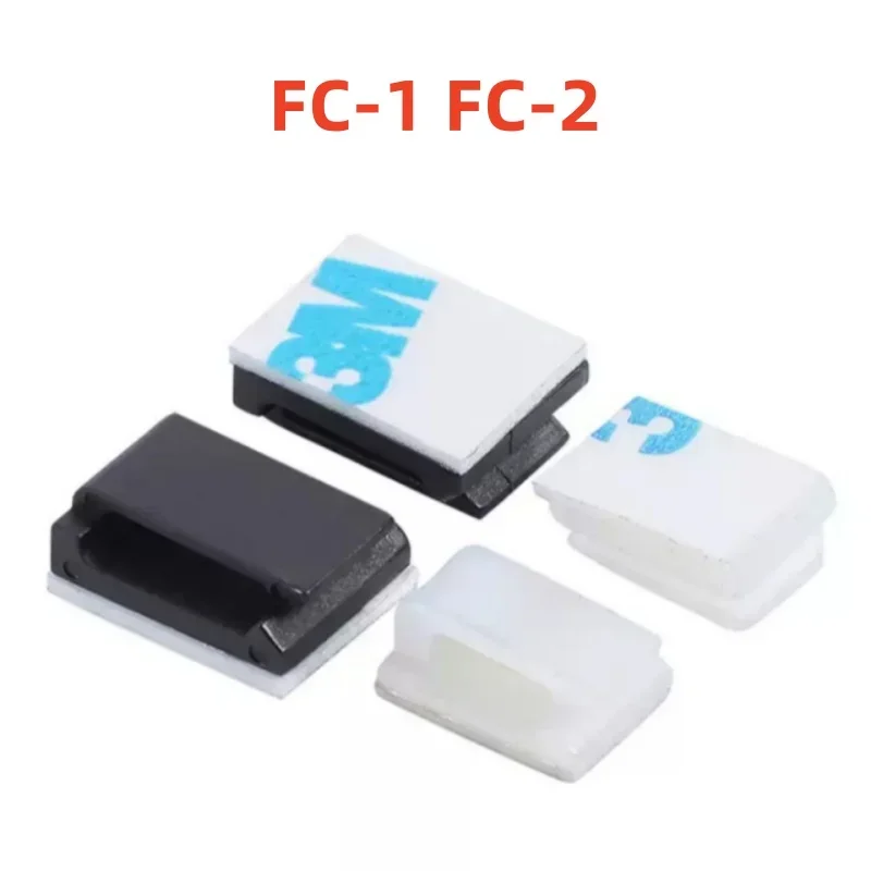 

FC-1 FC-2 Cable Clamps Self Adhesive Mount Wire Tie Fix Holder Line Organizer Management White Black
