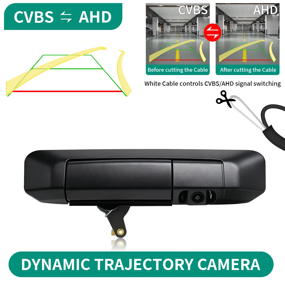 AHD Dynamic Trajectory Vehicle Pickup Trunk Tailgate Handle Rear View Backup Camera Waterproof For Toyota Tacoma 2005-2014