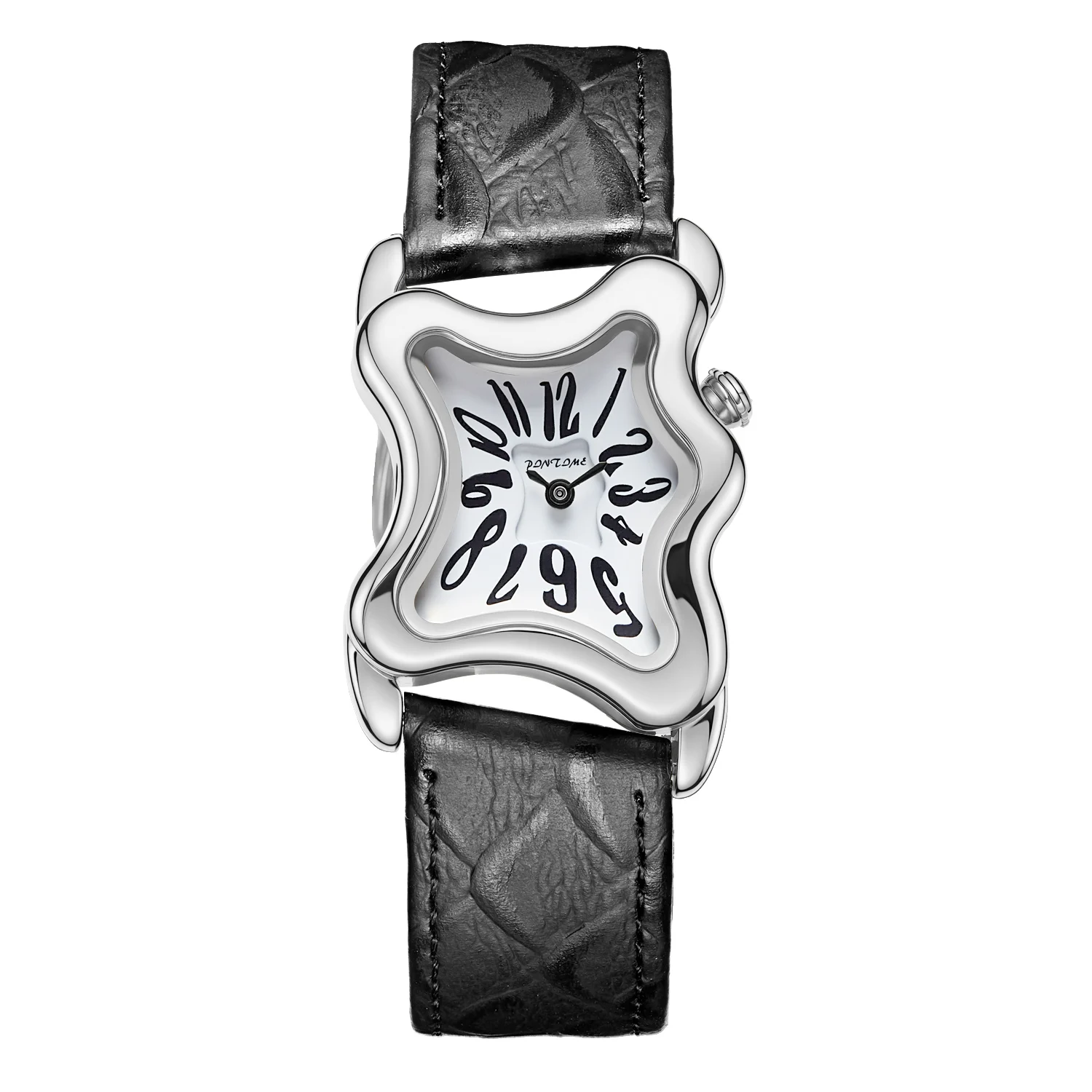 Surrealistische kunst-smeltklokhorloge Uniek zacht quartz polshorloge met lederen band Creatief modehorloge voor heren en dames
