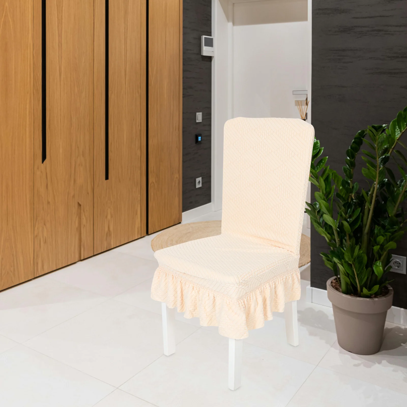 

Dining Chair Cover Stretchable High Elasticity Fabric Scratches Spills Stain Protection Washable Seat Cover For