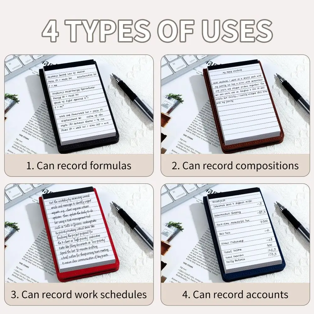 Multi-functional A7 Pocket Notebook Leather Cover Horizontal Line A7 Notebook Portbale Mini Notepad Business