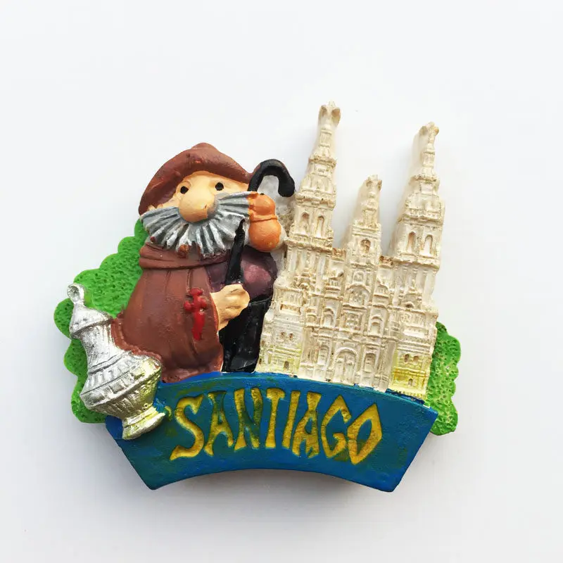 

World Cultural Heritage Santiago, Spain Landmark Building, Tourist Souvenir Crafts, Magnetic Stickers, Refrigerator Magnets