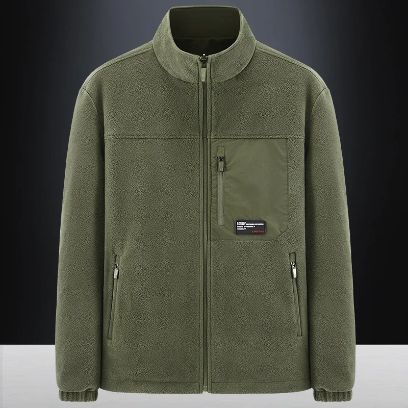 

Мужское двустороннее флисовое пальто размера плюс 8XL, осень-зима, новая толстая рабочая одежда, молодежная куртка с воротником-стойкой, свободная рубашка большого размера