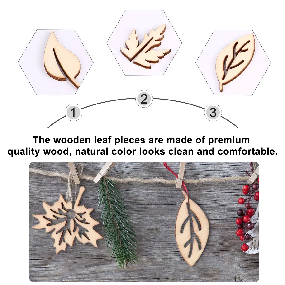 

100pcs Raw Wood Leaf Slices Unfinished Natural Wooden Pieces For Diy Craft Home Wedding Decoration Handmade Supplies Wooden