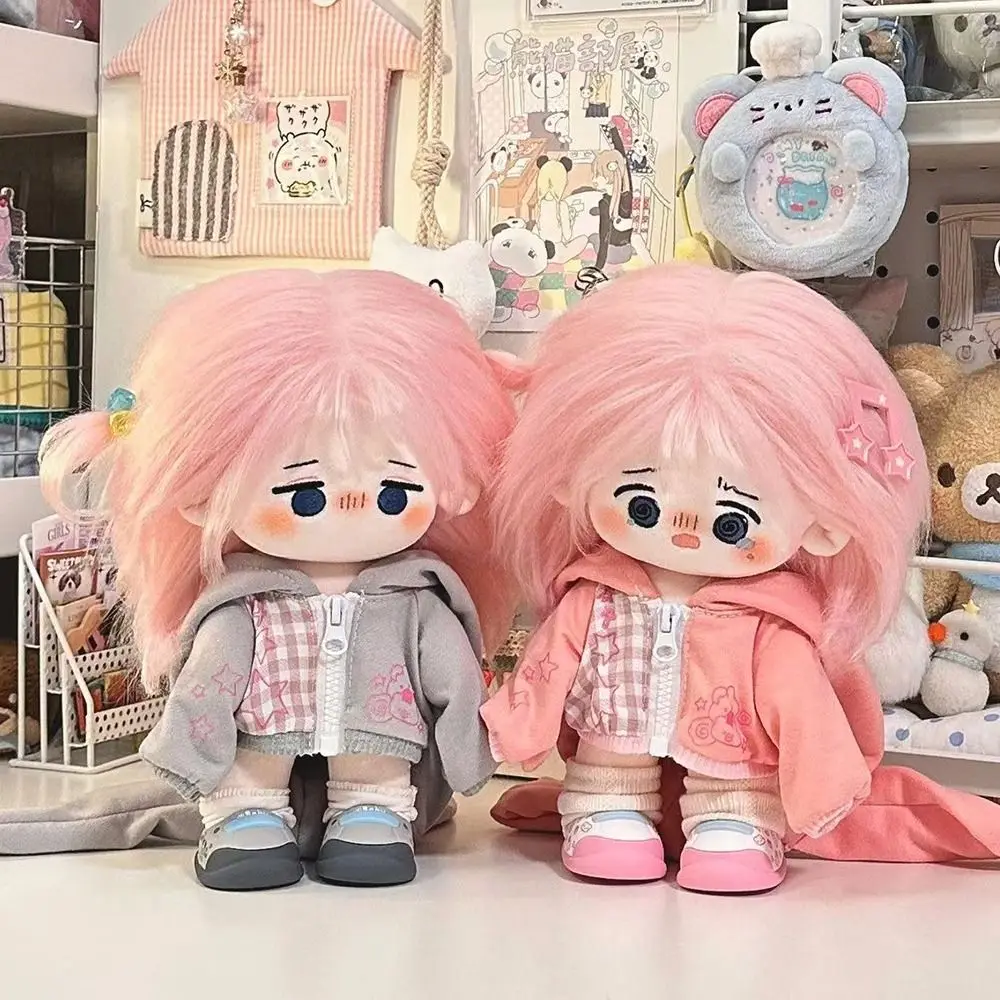 20cm 인형 옷 핑크 그레이 인형 액세서리 인형 토끼 귀 코트 놀이 집 사진 소품 교체 복장