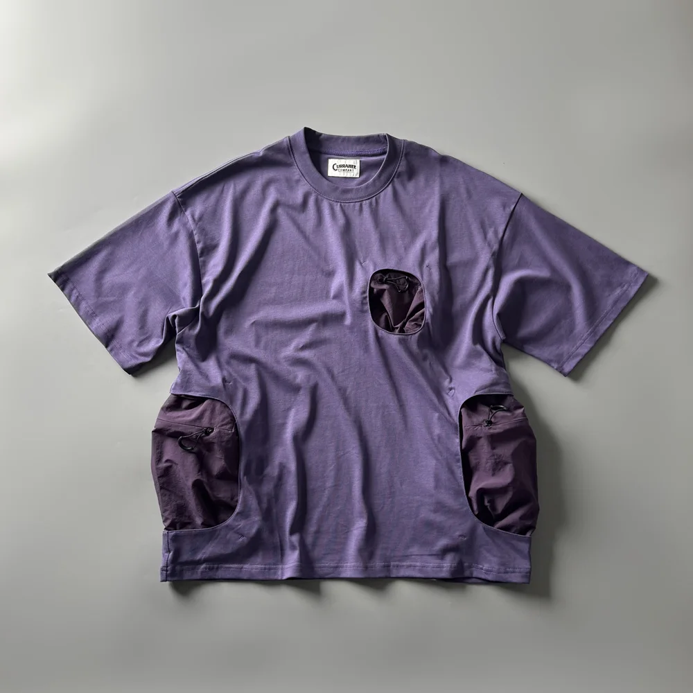 

Футболка свободного кроя с коротким рукавом и круглым вырезом, повседневная, для активного отдыха, функциональная, из плотного хлопка, молодежная, модная, дышащая, летняя.