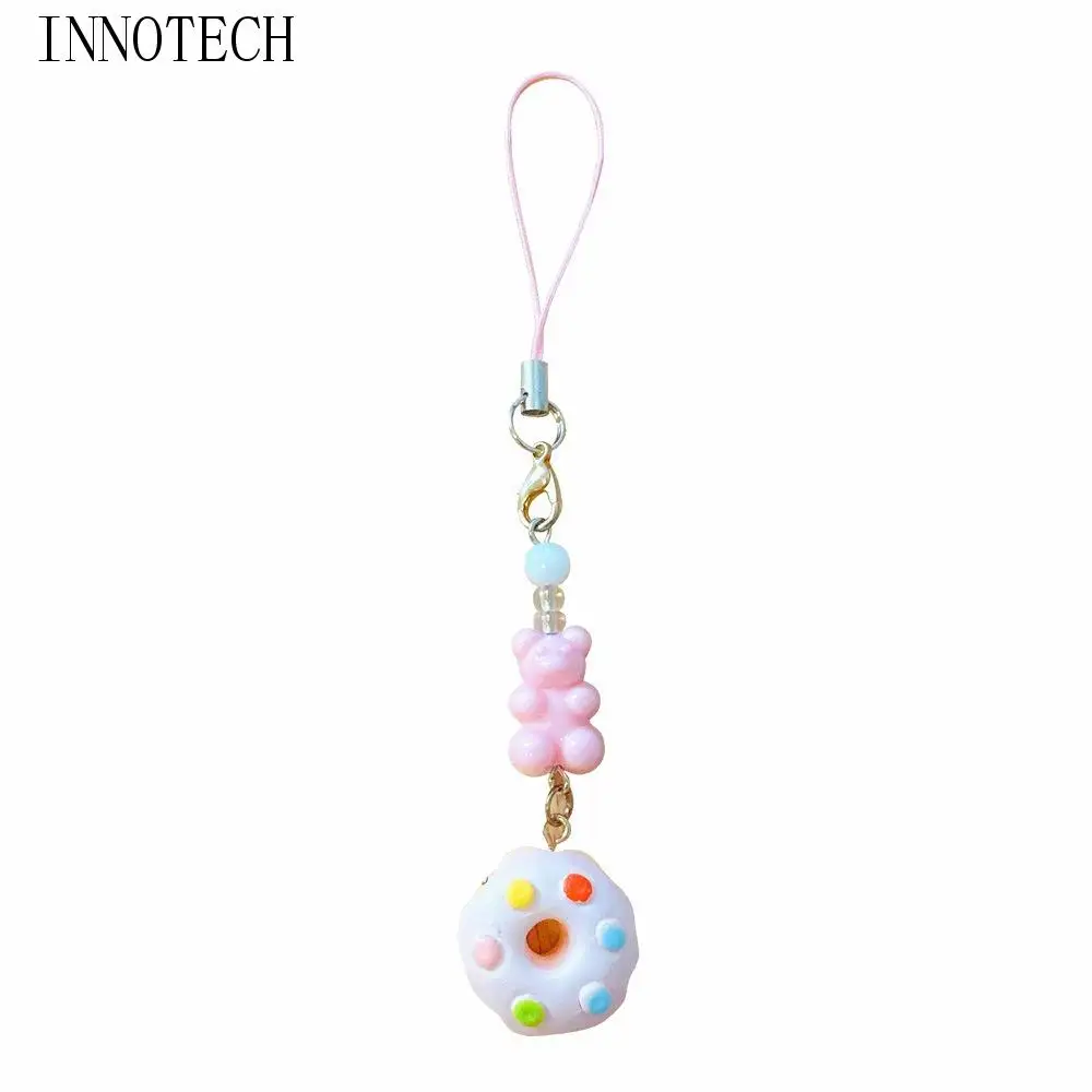 

Bag Pendant Little Bear Beaded Phone Chain Cheese Hanging Cord Phone Strap Anti-Lost Handmade Mobile Lanyard Women Girls