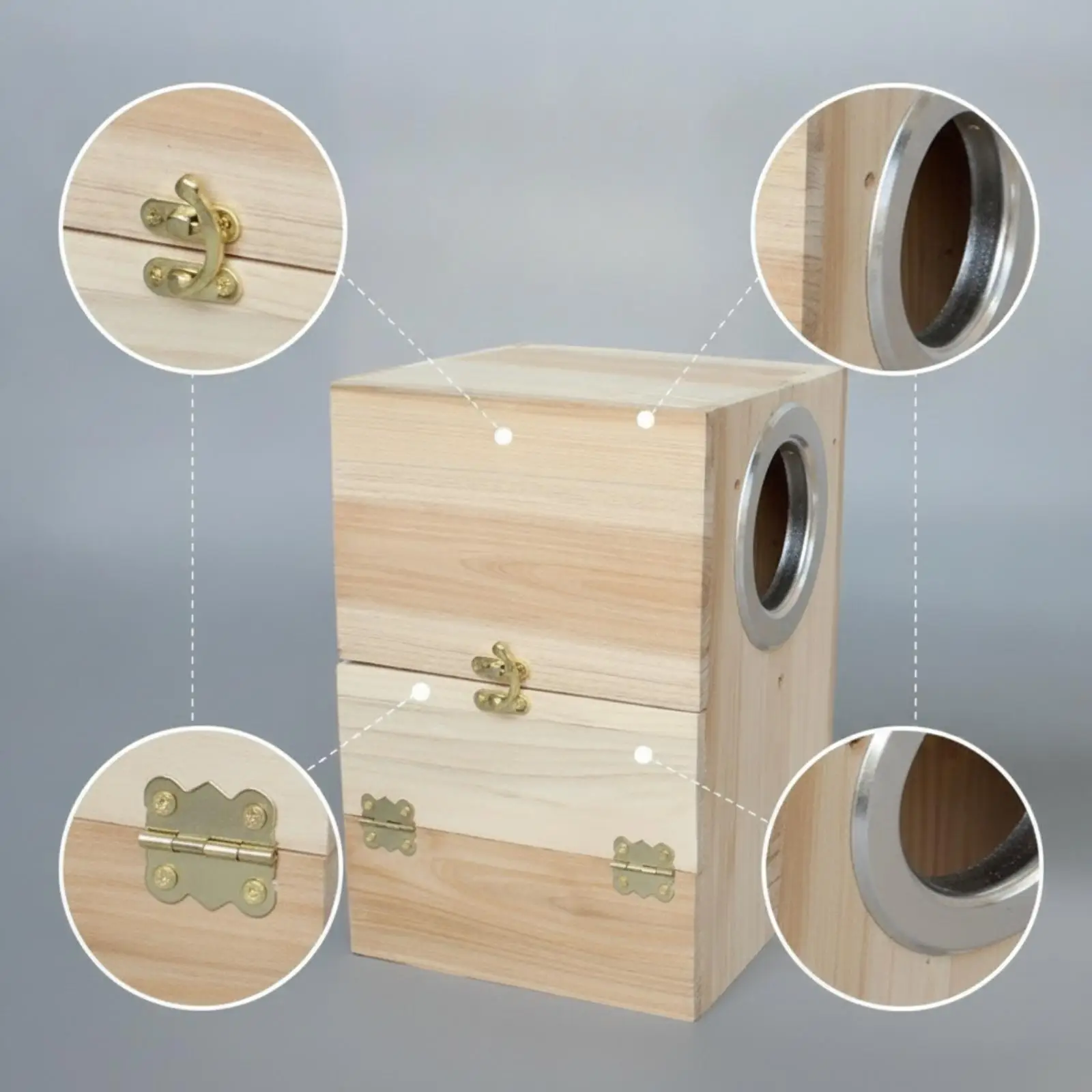 Wooden Breeding Box with Lid Enclosed Bird Nesting Box with Perch Bird House