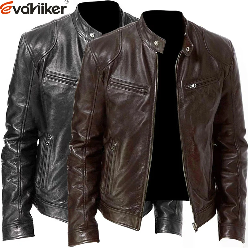 Mens  PU jacket Spring and autumn stand collar Motorcycle Jacket men's youth large jacket