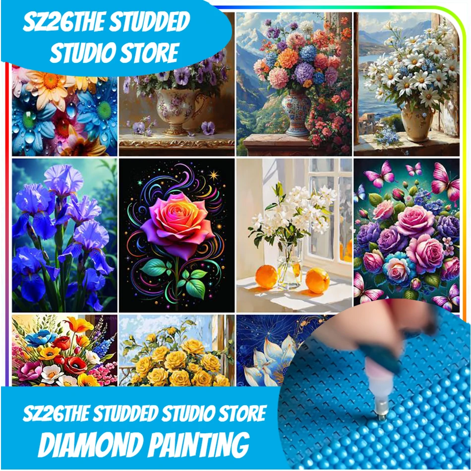 

Sz26The Studded Diamond Painting Kits Flowers Adults Crafts Cross Stitch 5D Diamonds For Picture Diamond Art Accessories Home De