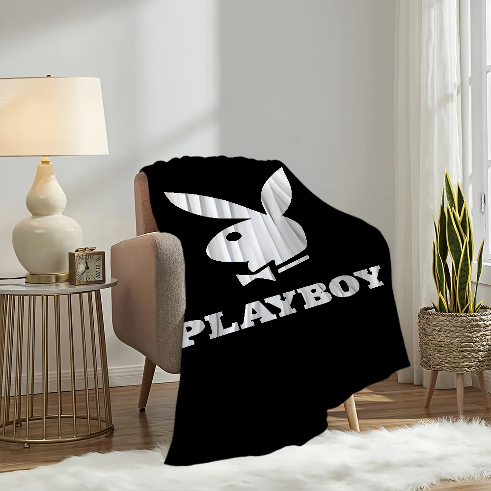 Fashion P-PlayboyS Logo Blanket Soft Plush Nap Sofa rug for Living Room Warm Office Bedroom Birthday Home Travel Kid Gifts