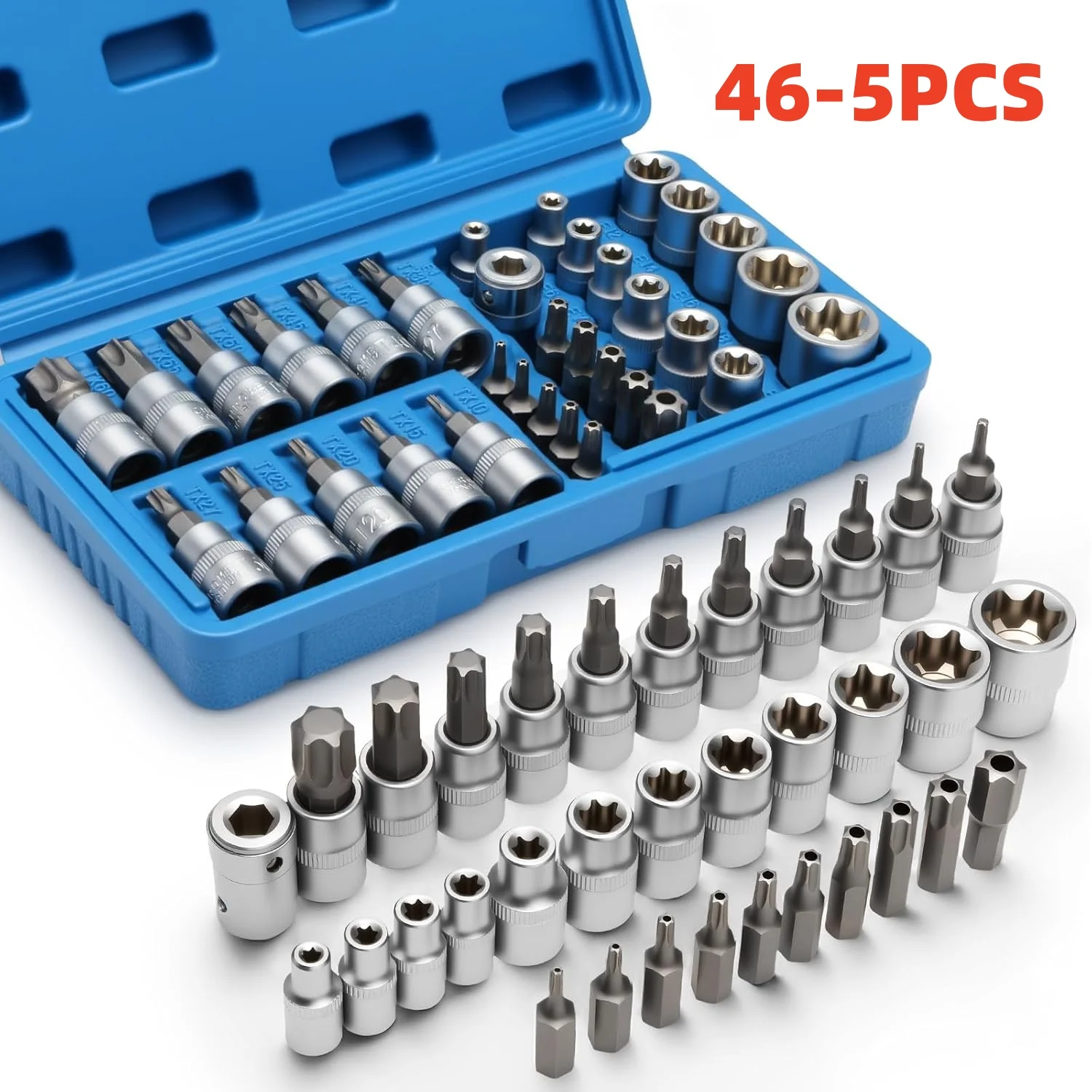 

46-5 Pcs Socket Wrench Set, Ratchet Handle & Sockets for Auto Repair Motorcycle Household Toolbox Professional Mechanics Tools