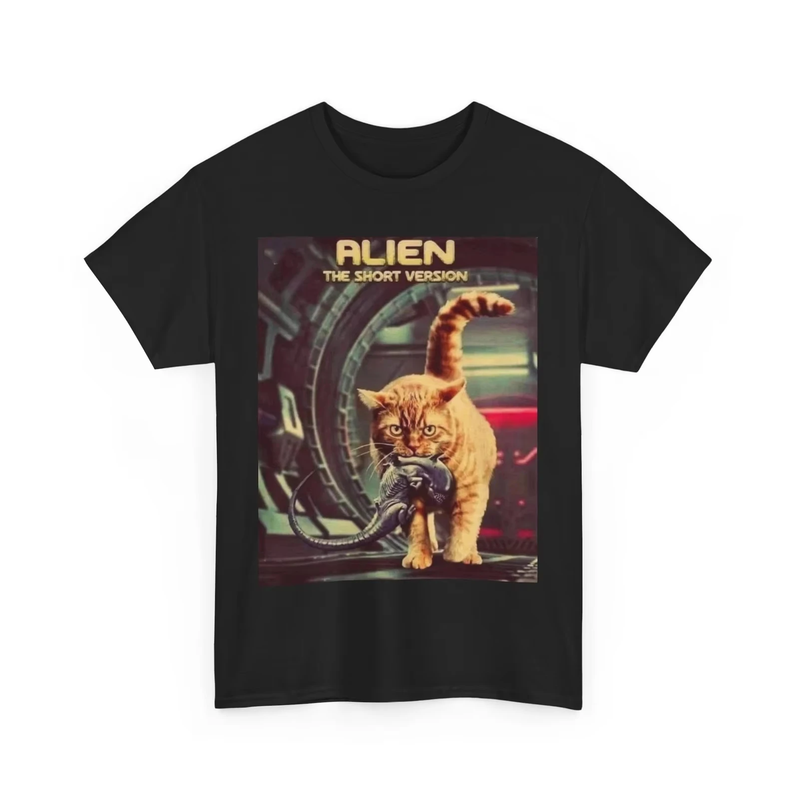 2026 Alien Cat Dickes T-Shirt, Sci-Fi-Film Retro Geeignet für Männer und Frauen Ganzjährig Reine Baumwolle T-Shirt Streetwear – Detail 2