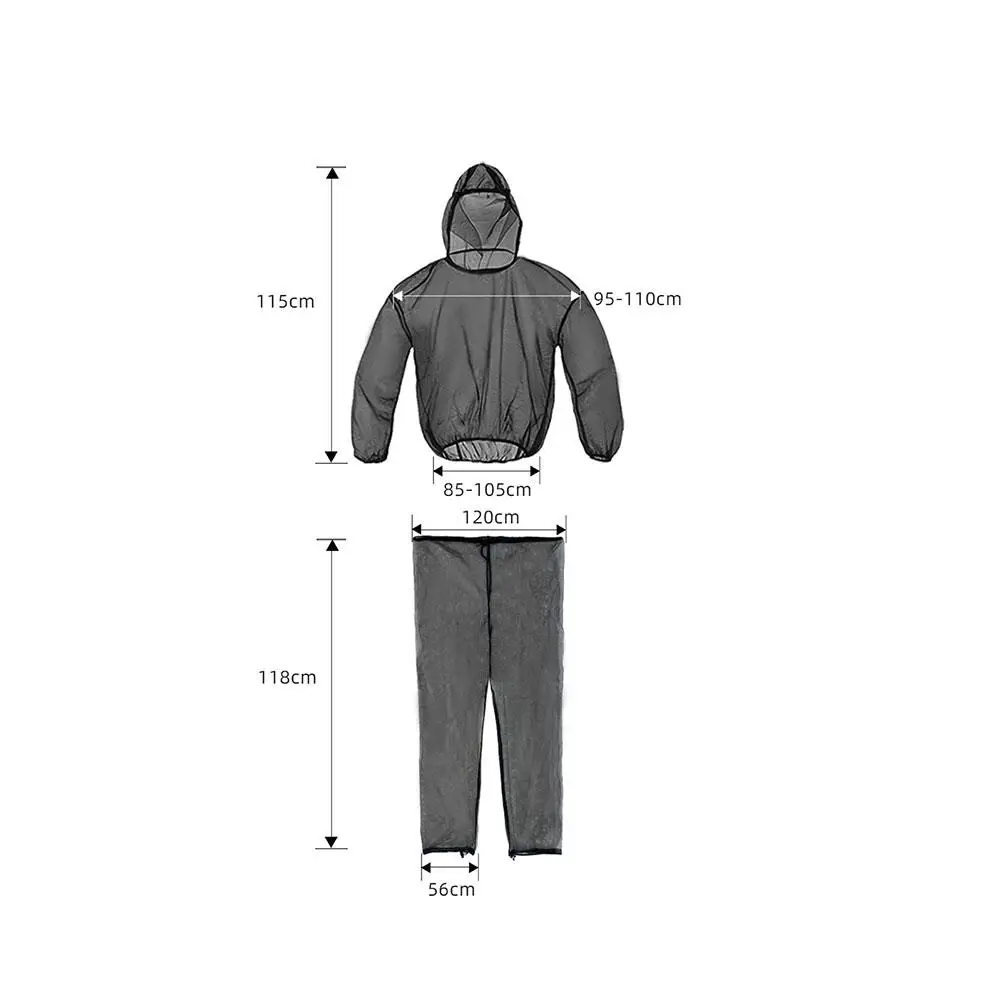 Tuta repellente per zanzare da esterno Giacca anti-insetti Tute con cappuccio in rete Giacca da campeggio da pesca Camicia protettiva in rete per insetti Pantaloni