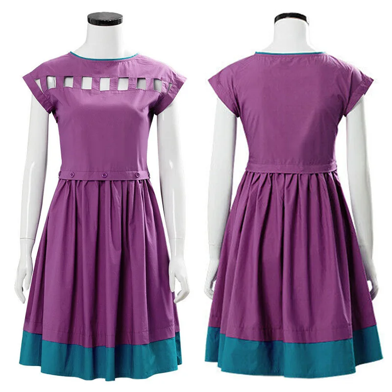 

Girl Nancy Wheeler Cosplay Costume TV Characters Costumes Halloween Carnival Party Purple Short Sleeve Dress Fancy Clothes