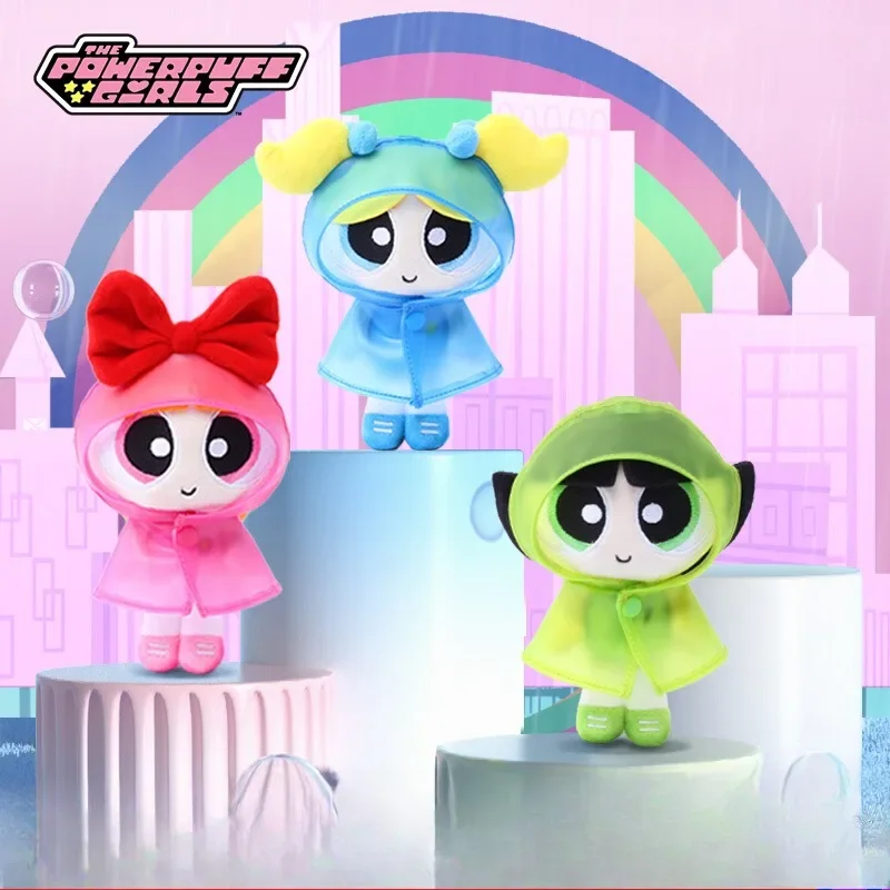 New The Powerpuff Girls Raincoat Dress Up Dolls Tide Play Plush Toys Hanging Kawaii Buttercup, Bubbles and Blossom Kids Gifts