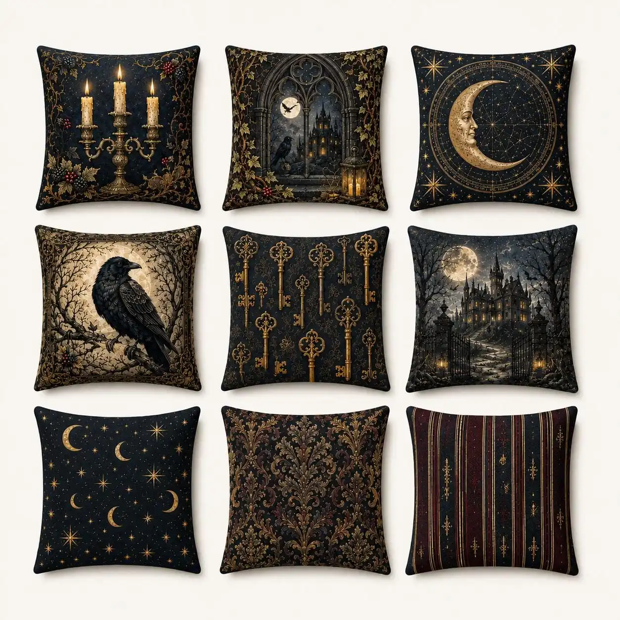 1pc Gothic Manor Pillow Cover, Dark Academia Celestial Decor, Polyester 2D Double Sided Print for Living Room Sofa Home Decor
