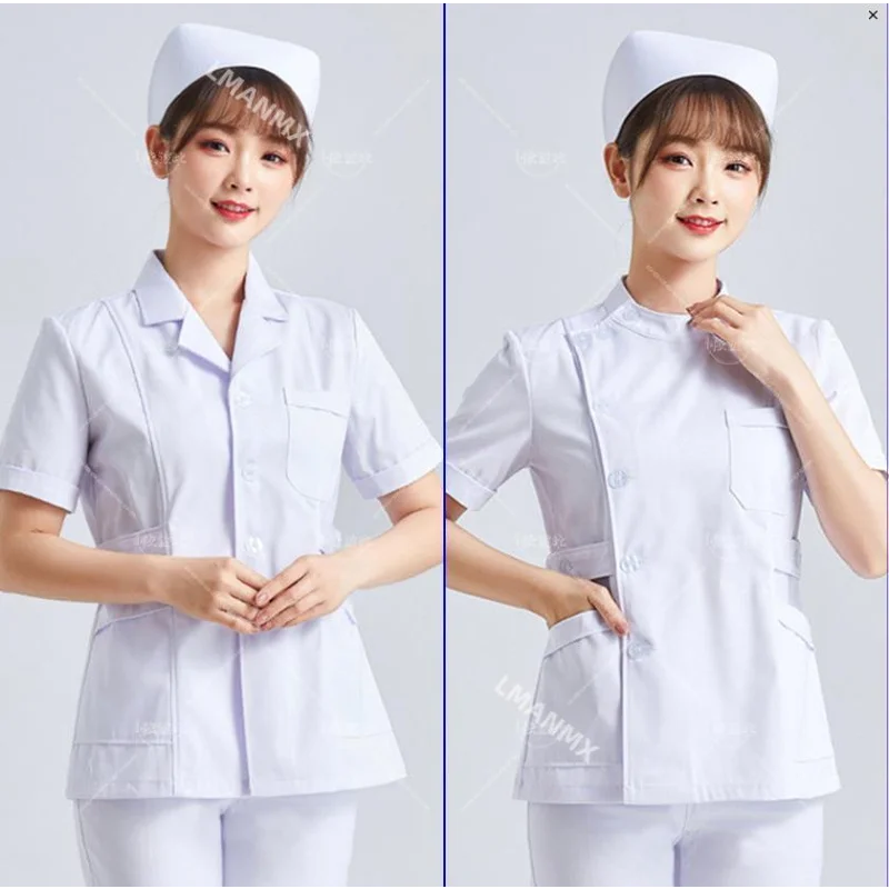 White Short Sleeve Scrubs Uniforms Women Pet Grooming Clinic Nursing Clothes Workwear Nurse Scrub Work Pink Medical Uniform