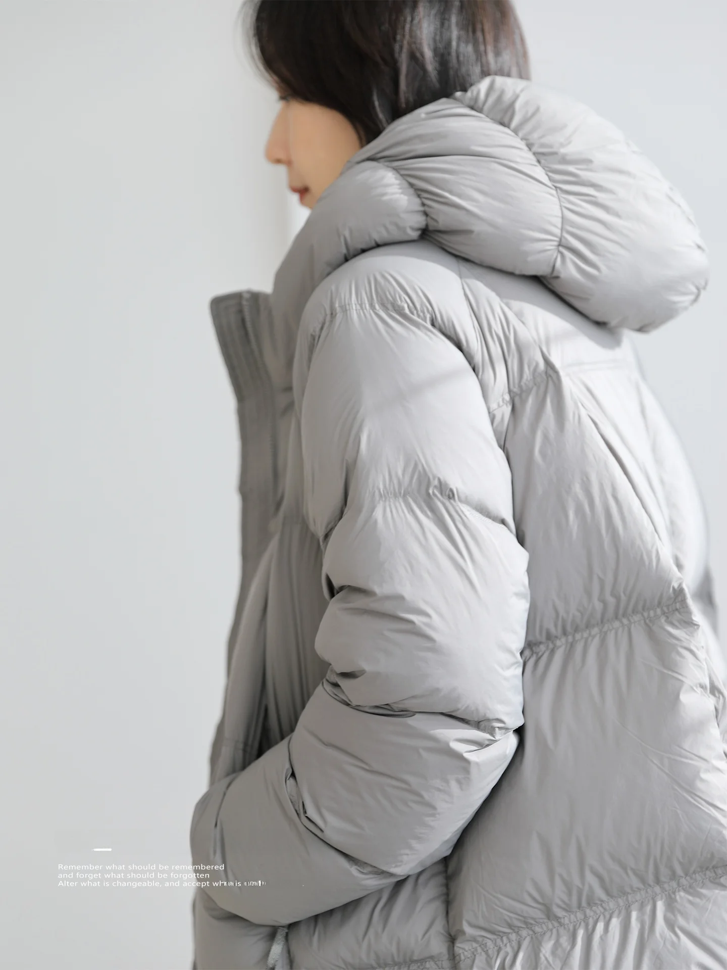 

Tee-Inch Time 4828 Hooded Mid-Length down Jaet! Du Feather 800 Fill Power Bread Coat Puffy Warm Casual Loose Fit Women'...