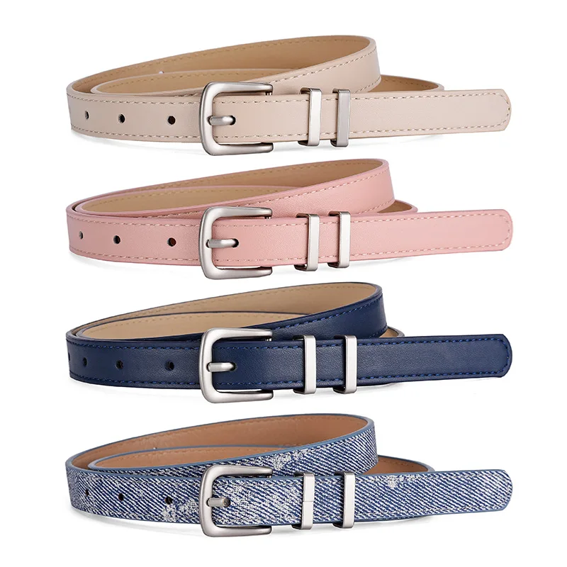 New Arrival Stylish High-End Minimalist and Versatile Buckle Belt Slim Silver-Buckle Belt for Students and Commuters