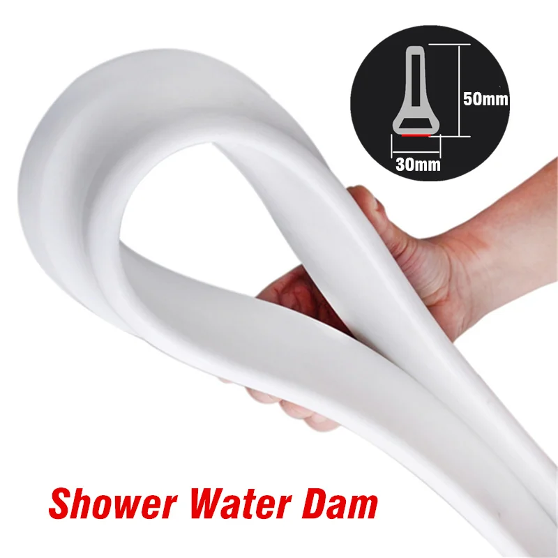 50mm High Bendable Shower Water Dam Bathroom Stopper Barrier and Retention System Dry and Wet Separation Flood Threshold Blocker