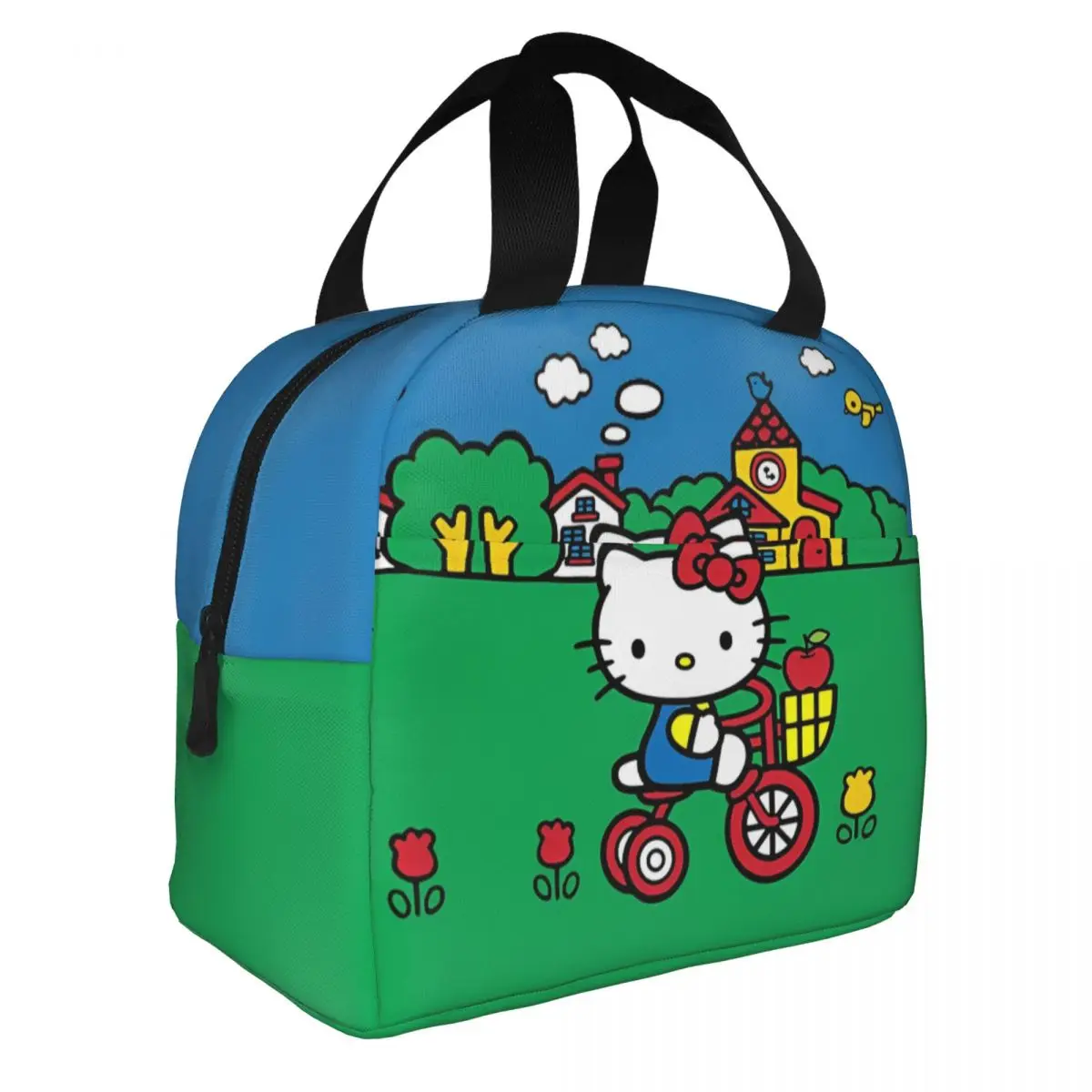 Hello Kitty jeździ na rowerze izolowane torby na Lunch torba termiczna pojemnik na Lunch przenośne pudełko na Lunch Tote Girl Boy Beach Travel