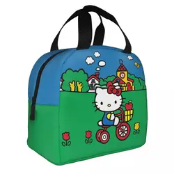 Hello Kitty jeździ na rowerze izolowane torby na Lunch torba termiczna pojemnik na Lunch przenośne pudełko na Lunch Tote Girl Boy Beach Travel