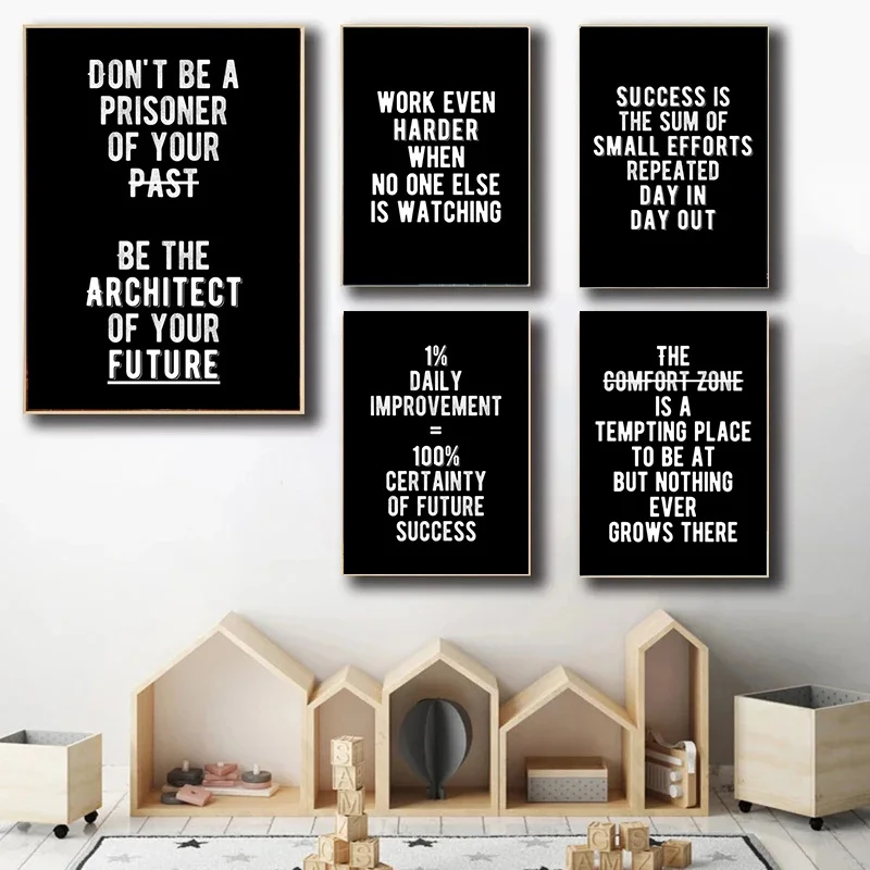 Motivational English Inspirational Quotes Posters and Prints Modern Artwork Words Canvas Painting Wall Art Pictures Office Decor