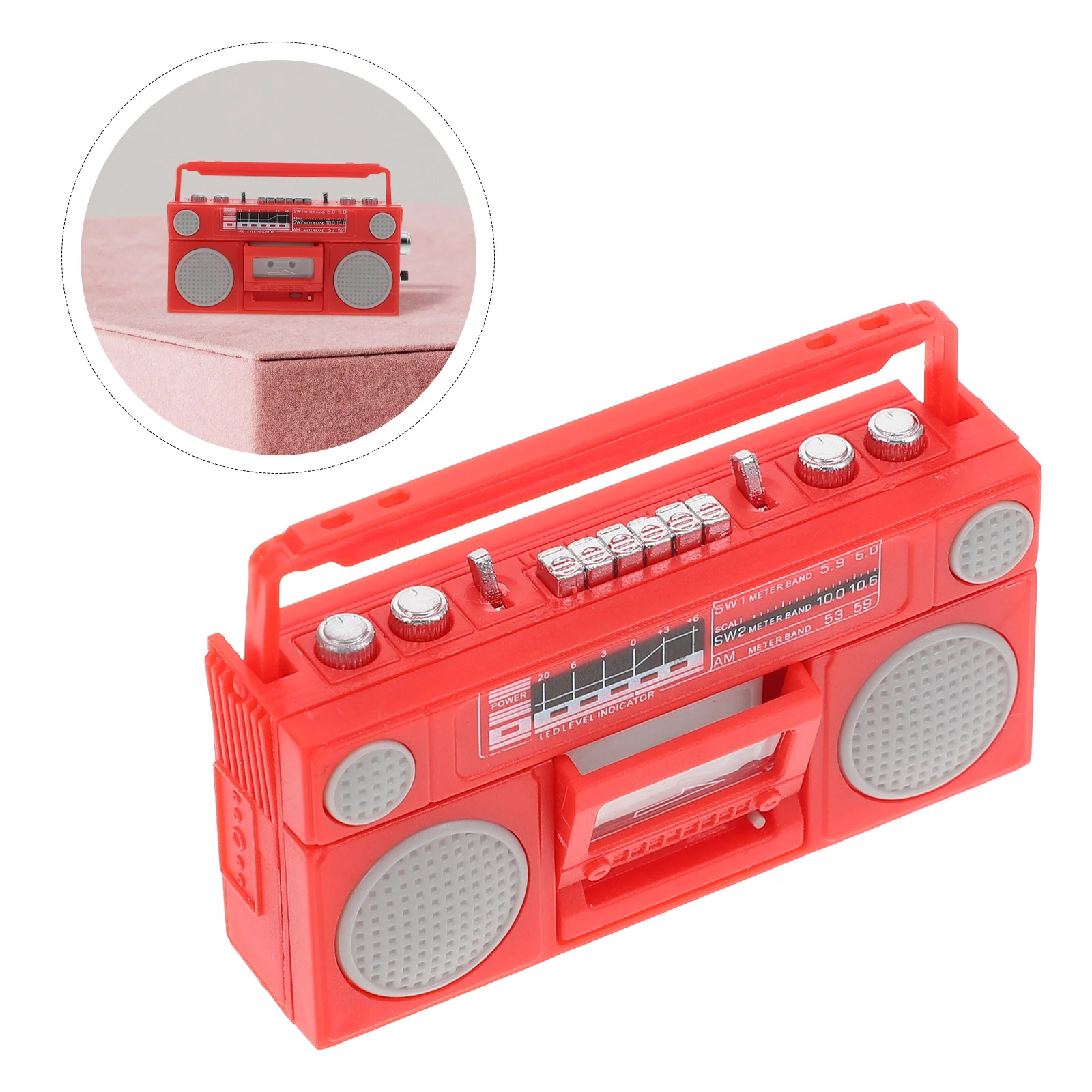 

Decor Model Radio Simulated Decorative Mini House Plastic Red Simulation Accessory