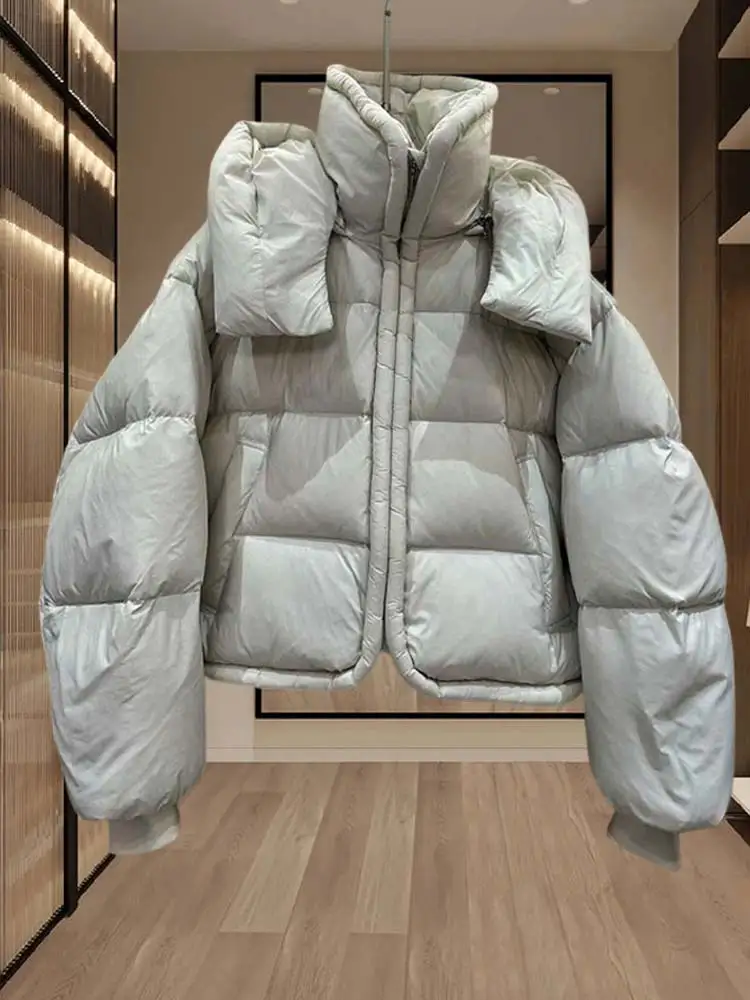 Women's Thickened Puffer Cloud Bread Coat Winter New Arrival Short Style Hooded Cotton Jacket Korean Style Loose Fit Long Sleeve