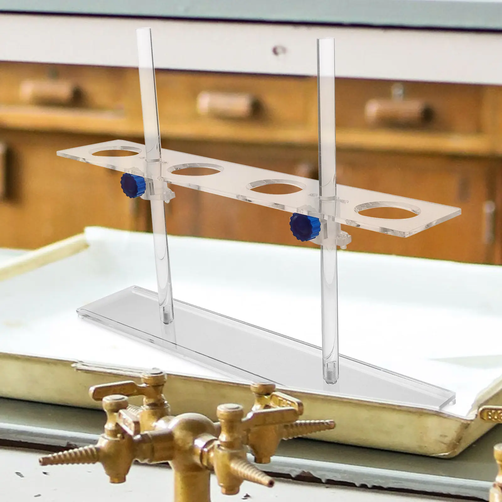 4-Hole Adjustable Height Funnel Stand Stable Laboratory Rack Holder for Chemistry Biology Use Funnel Stand Laboratory Supplies view 2