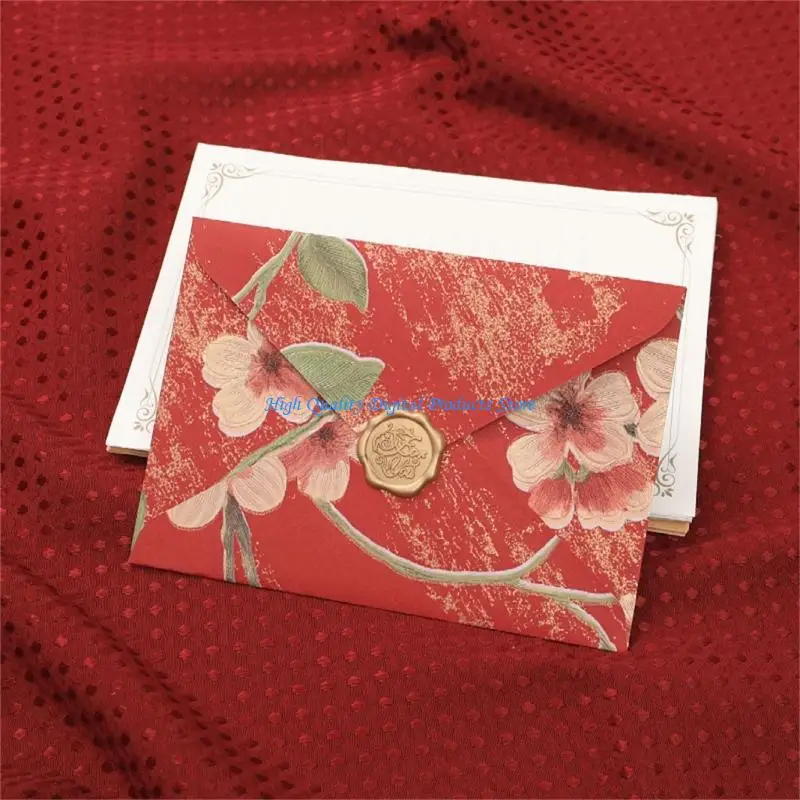 U2JE 20Pcs Floral Patterned Paper Envelope For Party Invitation Greeting Card Mailing