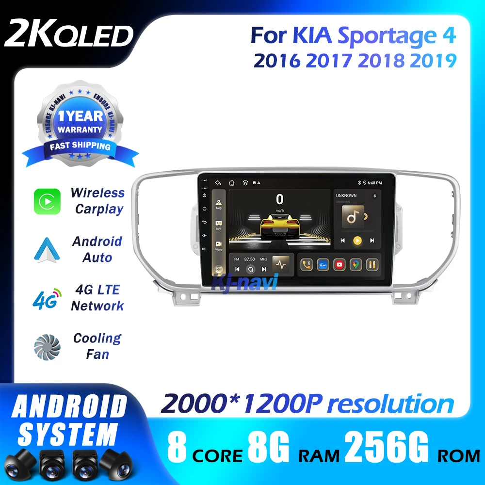 

Android 14 Car Raido QLED For KIA Sportage 4 2016 2017 2018 2019 KX5 kx5 Navigatio Carplay Multimedia player GPS WIFI 4G DSP BT