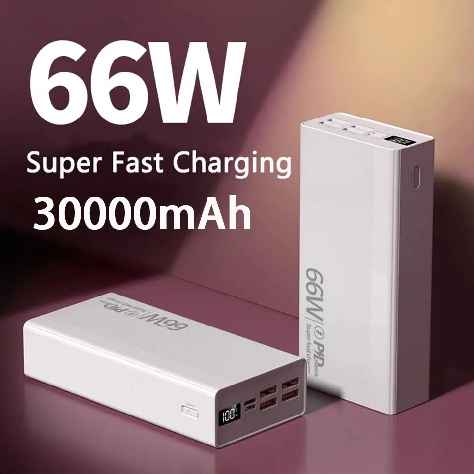 

30000mAh Power Bank 66W Super Fast Charging for iPhone 13 14 Pro Huawei PD 20W 20000mAh External Battery Charger Powerbank