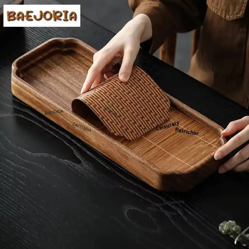 Luxurious Walnut Wood Water Storage Tea Tray Snack Plate Coffee Storage Board Teapot Support Dishes For Serving Tea Items Craft