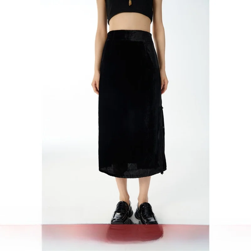 

Оригинальный дизайн, юбка А-силуэта с высокой талией, с пуговицами, боковым разрезом, миди-длина, эффект стройности, ретро-стиль, для офиса и повседневной носки