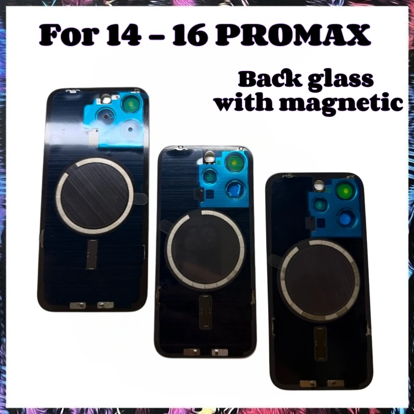 Image of 1 Stück Rückglas mit Magnetband in Uni-Farbe für iPhone 16 15 Pro Max 14 PLUS Rückabdeckung Reparatur Rückglasgehäuse