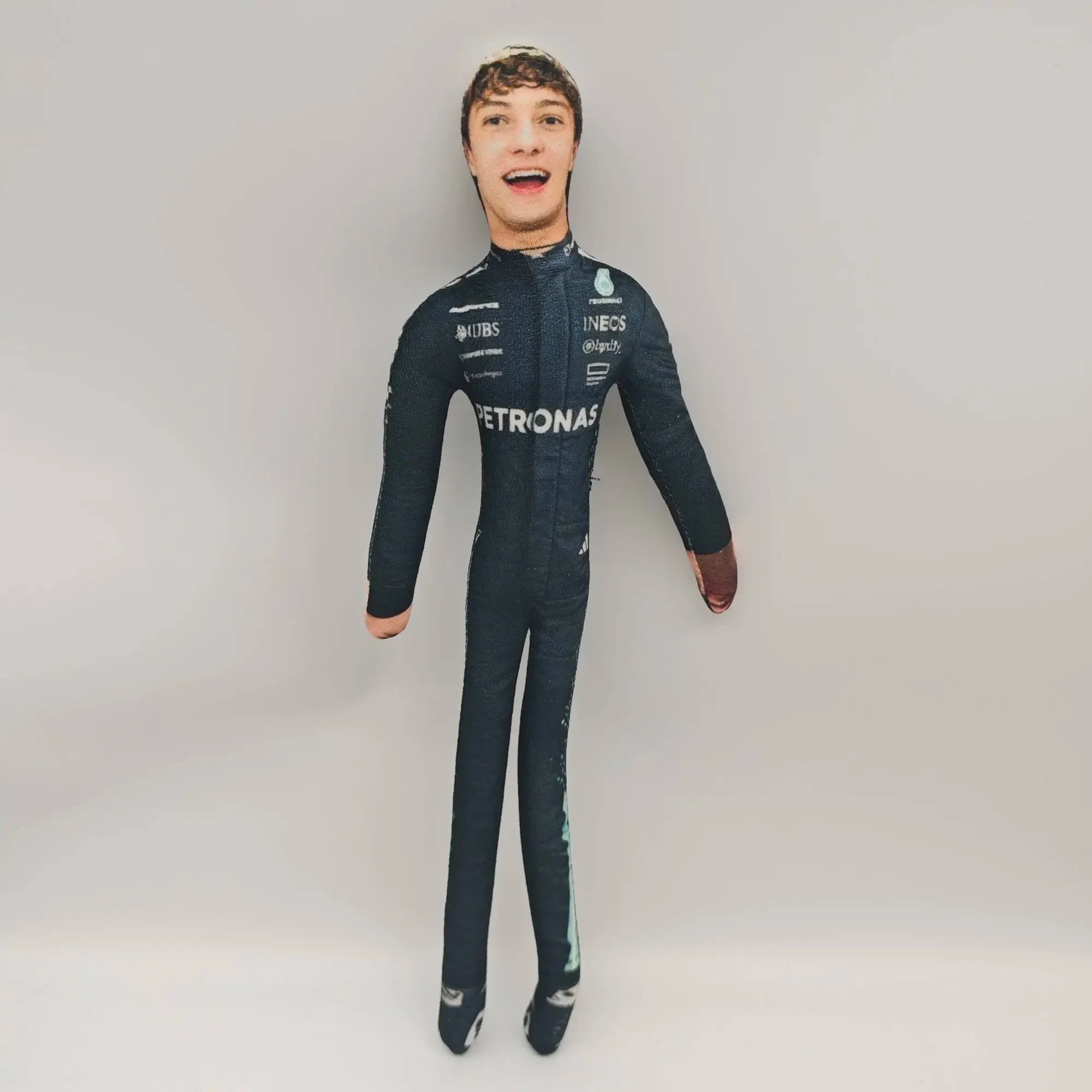 28cm George Russell Plush Toy with Skeleton Body Poseable Soft Doll for Racing Fan Collectible Car Decoration