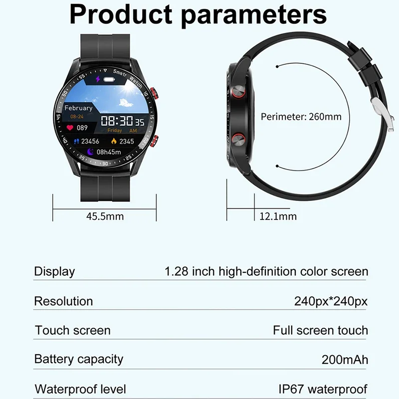 2026 JY NEW Bluetooth Call Smart Watch Men Laser Health Blood Pressure Fitnes Sports Watches Sports Waterproof Smartwatch+Box