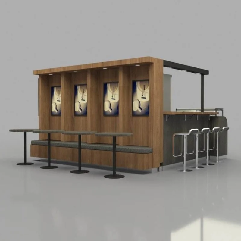 custom.Solid Wood Mall Food Kiosk, Cafe Kiosk bar Furniture Outdoor or Indoor Mall Coffee Shop Kiosk