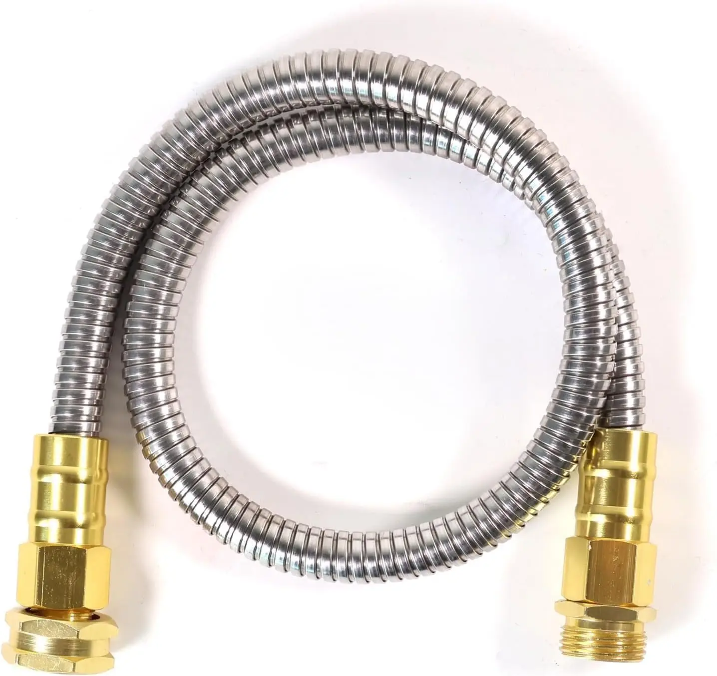 

Short Metal Garden Hose 3 ft – 304 Stainless Steel Water Hose Leader, Flexible Hose Extension, Small Lightweight No Kink Outdoor