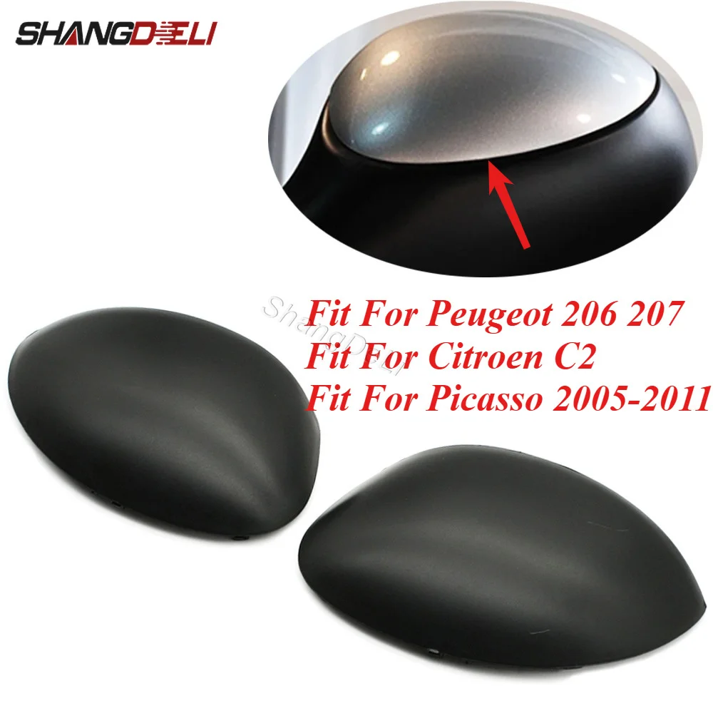 2PCS Rearview Mirror Outer Cover Shell For Peugeot 206 207 For Citroen C2 For Picasso 05-11 Side Rear View Mirror Housing Cap