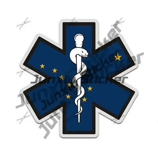 Alaska State Flag Star of Life Decal Alaska AK Star of Life Sticker Paramedic EMT EMS Waterproof Outdoor Sticker for SUV Car