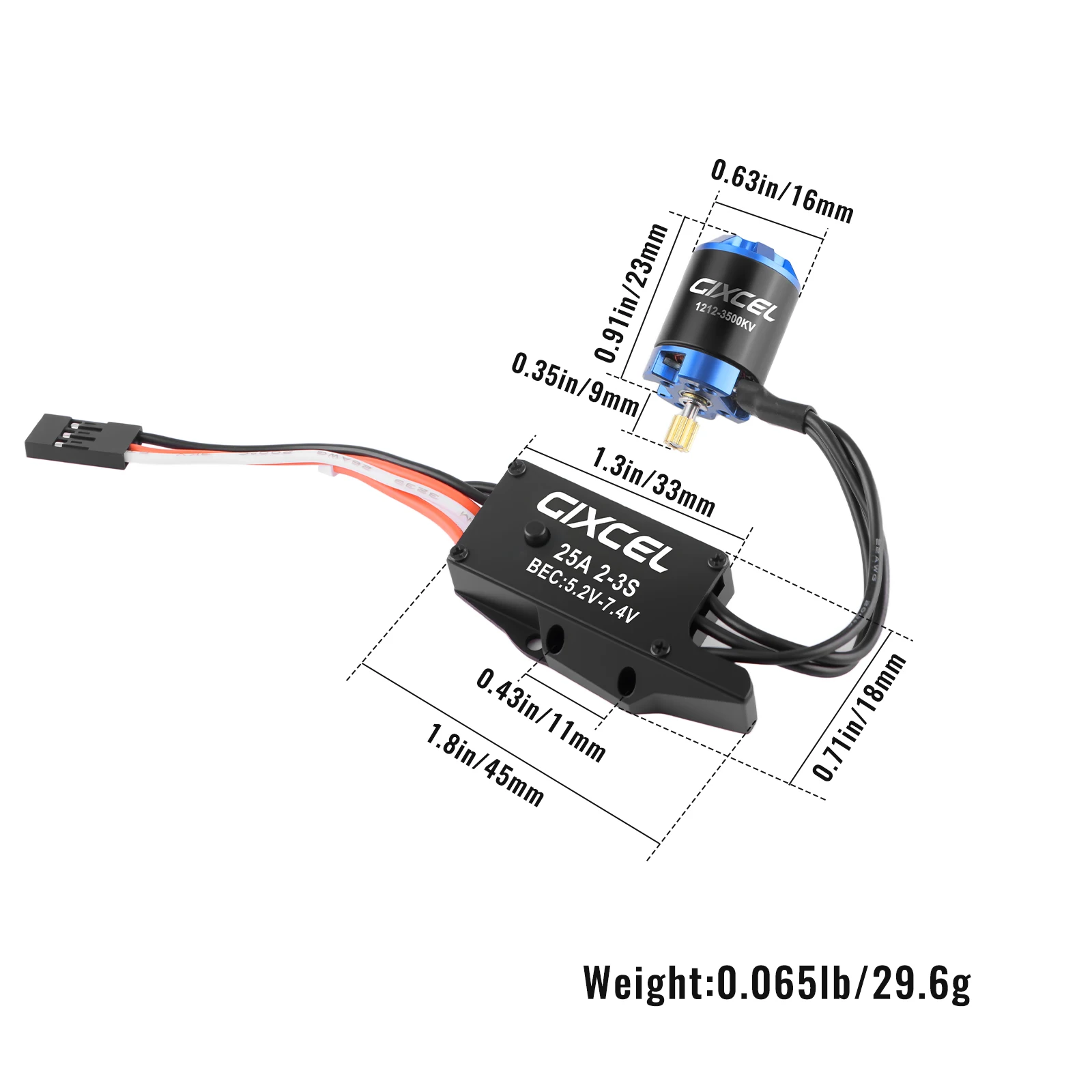 D1212 V2 Brushless ESC Motor Combo,25A 2S-3S BEC,Bluetooth APP Programming,for 1/30 RC Crawler Axial SCX30 Bronco Wrangler