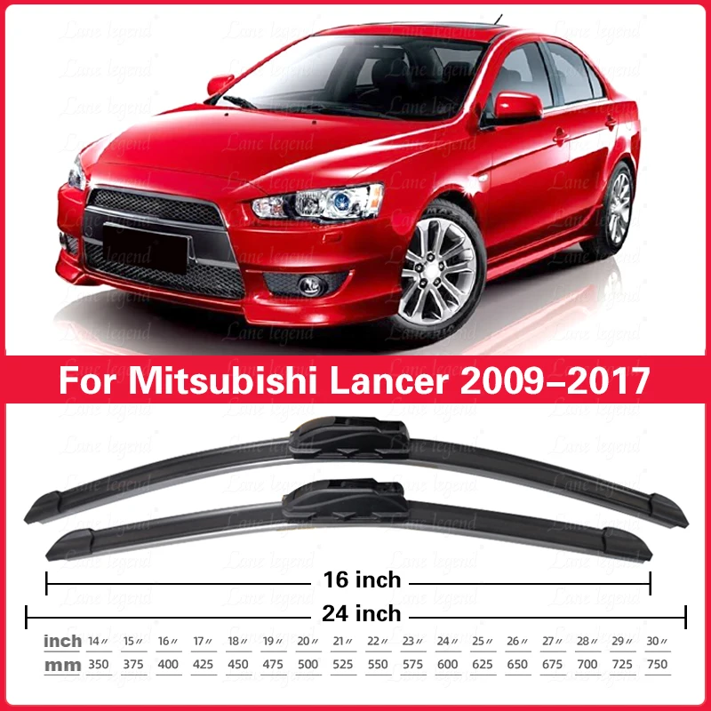 

Car Wiper Blade For Mitsubishi Lancer 2009 - 2017 24"+16" Auto Windscreen Windshield Wipers Blades Window Fit U Hook Arms