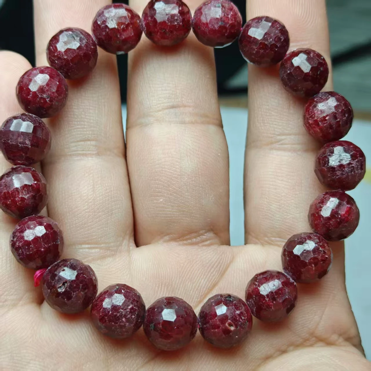 Großhandel Natürliche AAA Rubin Facettierte Glatte Runde Perlen für Schmuckherstellung, Design, DIY Armband Geschenk – Detail 7