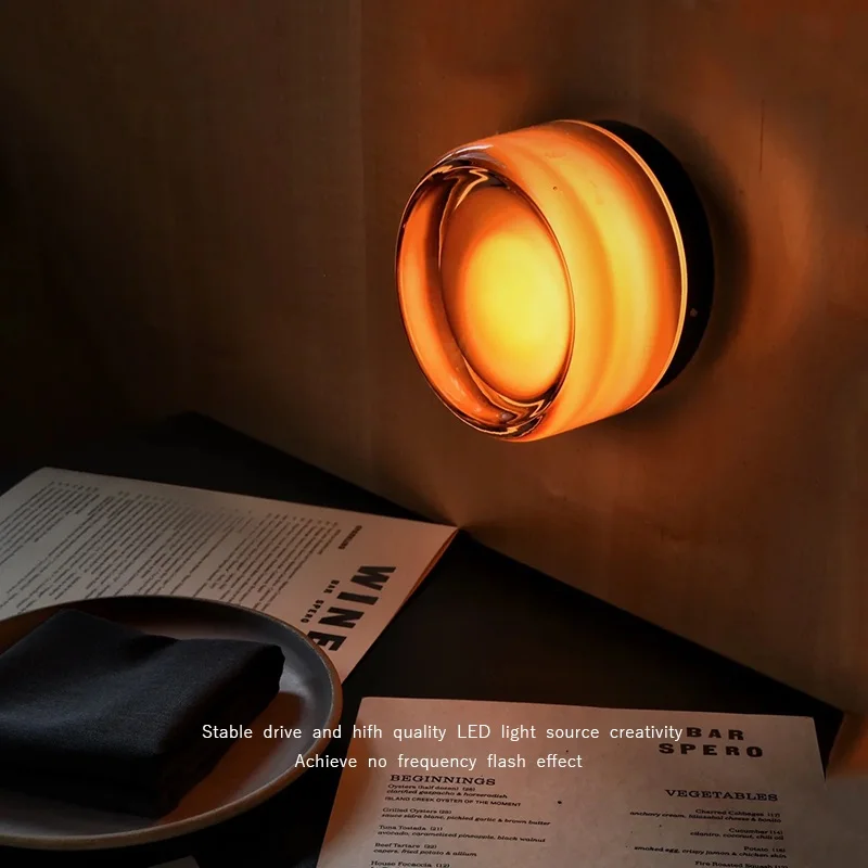 IWHD Glass Lampshade LED Wall Lamp Sconce 4 Colors Beside Bedroom Living Room Bathroom Mirror Stair Light Wandlamp Applique