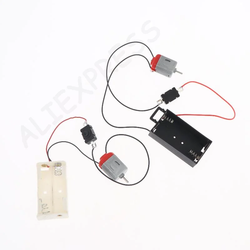 Mini DIY Electronic Motor Circuit Model Kit Basic Electronics Learning Tool 130 Motor 2xAA Battery Case Switch for Introductory